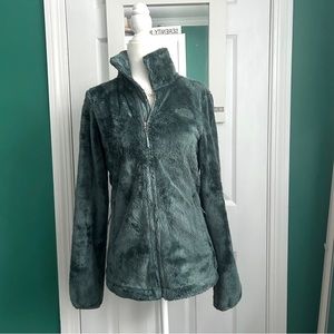 The North Face Furry Raschel Fleece Zip Front Jacket Spruce Green XS